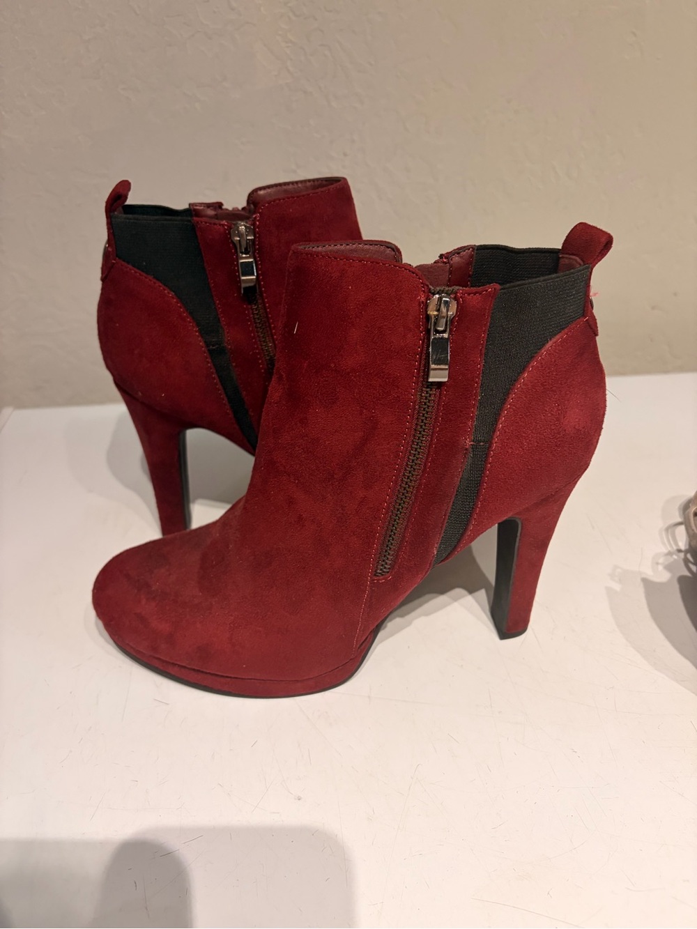 Diva Red Suede High Heel Ankle Booties